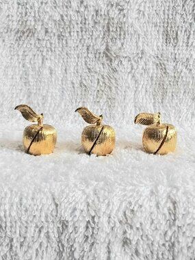 Set of 3 Beautiful Detailed & Decorative Solid Brass Apple Weights!!